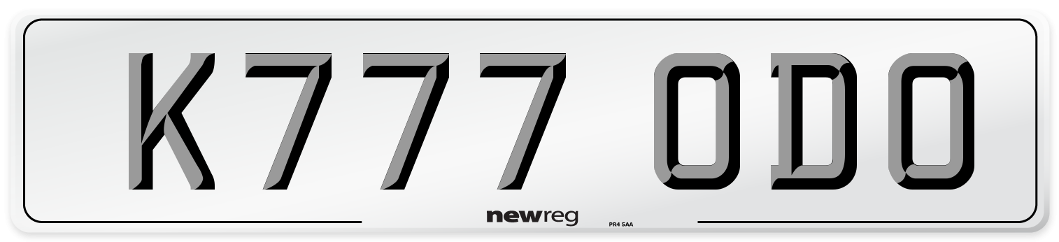 K777 ODO Number Plate from New Reg